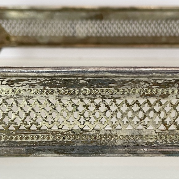 Vintage silver plated metal casserole dish holder chafing dish frame stand - Picture 8 of 16